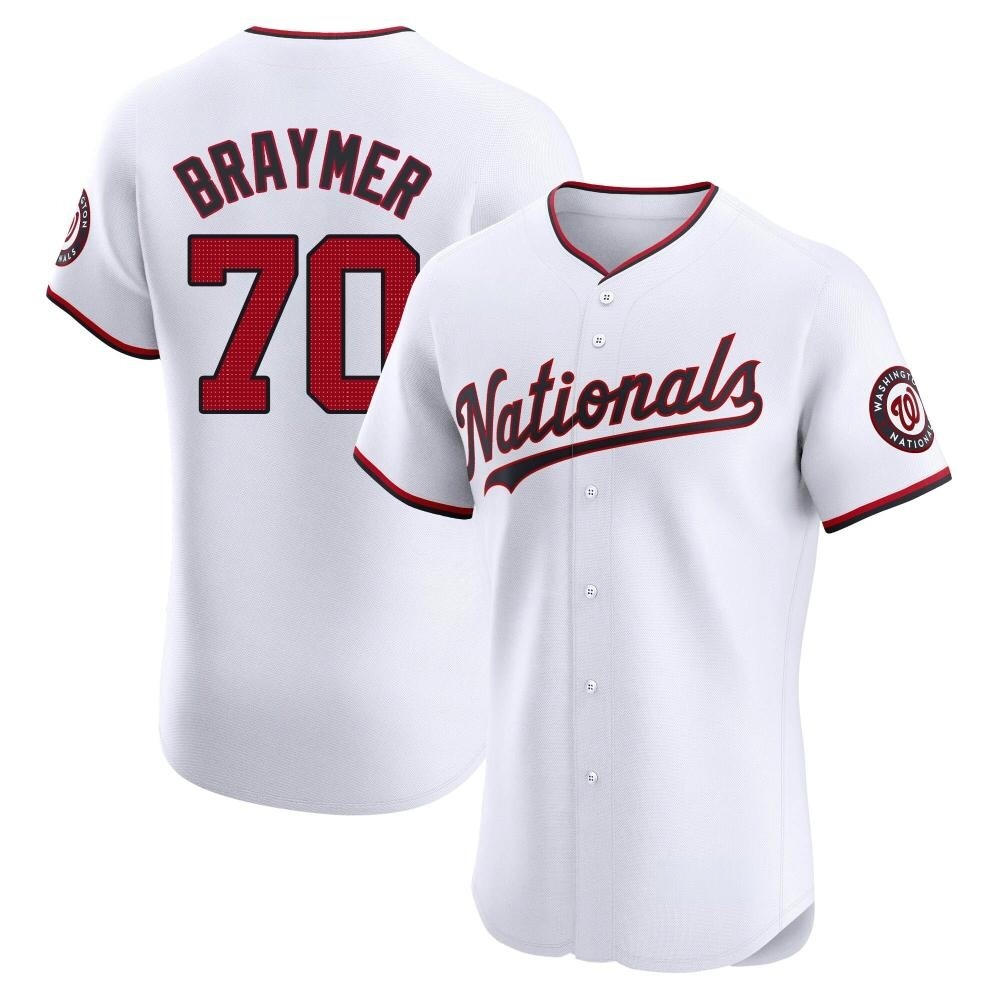 Elite Ben Braymer Men's Washington Nationals White Home Jersey Elite Ben Braymer Men's Washington Nationals White Home Jersey