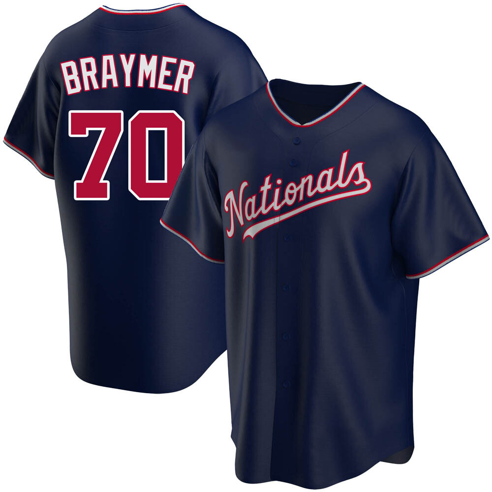 Replica Ben Braymer Men's Washington Nationals Navy Alternate Jersey Replica Ben Braymer Men's Washington Nationals Navy Alternate Jersey