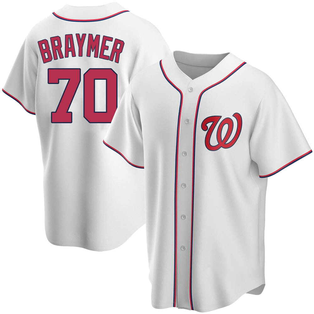 Replica Ben Braymer Men's Washington Nationals White Home Jersey Replica Ben Braymer Men's Washington Nationals White Home Jersey