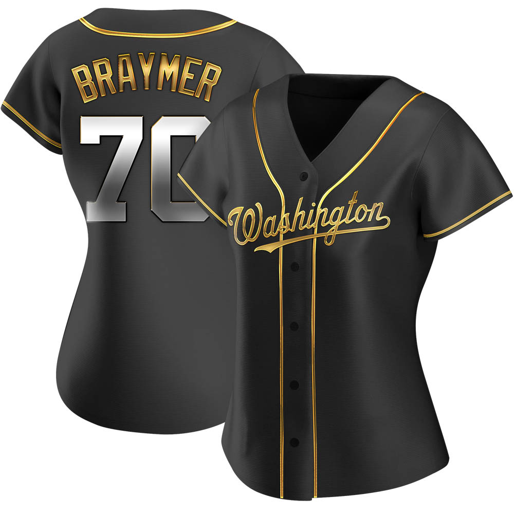 Replica Ben Braymer Women's Washington Nationals Black Golden Alternate Jersey Replica Ben Braymer Women's Washington Nationals Black Golden Alternate Jersey