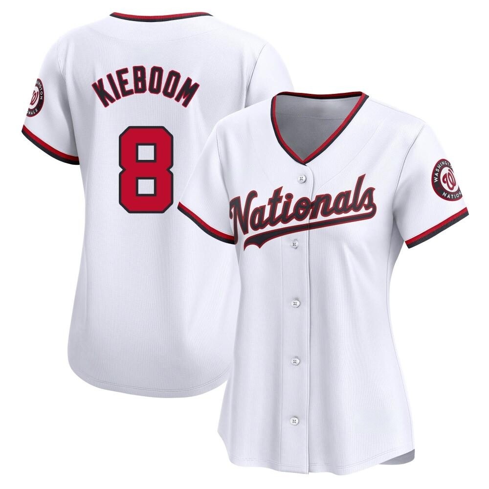 Limited Carter Kieboom Women's Washington Nationals White Home Jersey Limited Carter Kieboom Women's Washington Nationals White Home Jersey