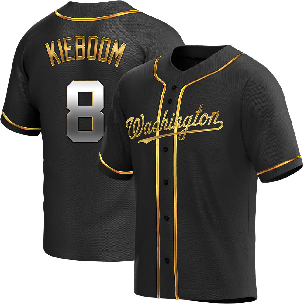 Replica Carter Kieboom Men's Washington Nationals Black Golden Alternate Jersey