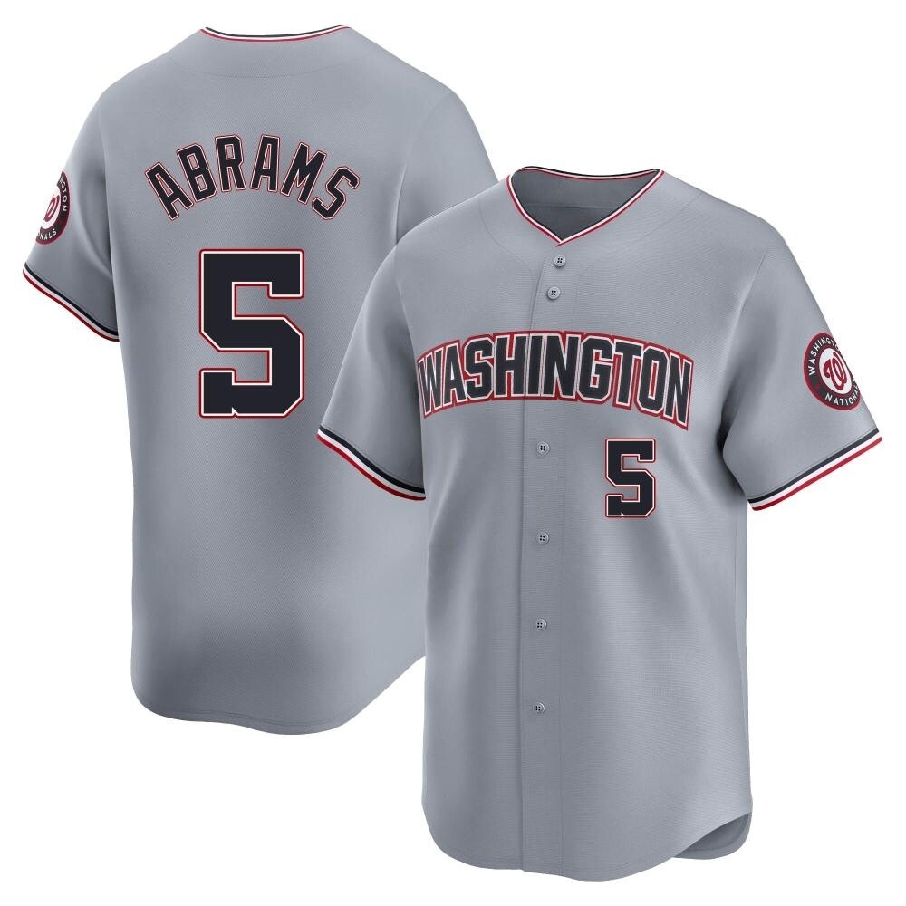 Limited CJ Abrams Men's Washington Nationals Gray Road Jersey Limited CJ Abrams Men's Washington Nationals Gray Road Jersey