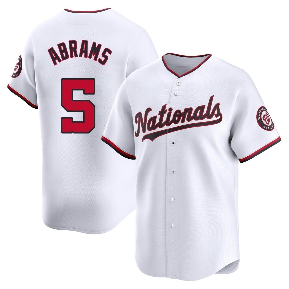 Limited CJ Abrams Men's Washington Nationals White Home Jersey Limited CJ Abrams Men's Washington Nationals White Home Jersey