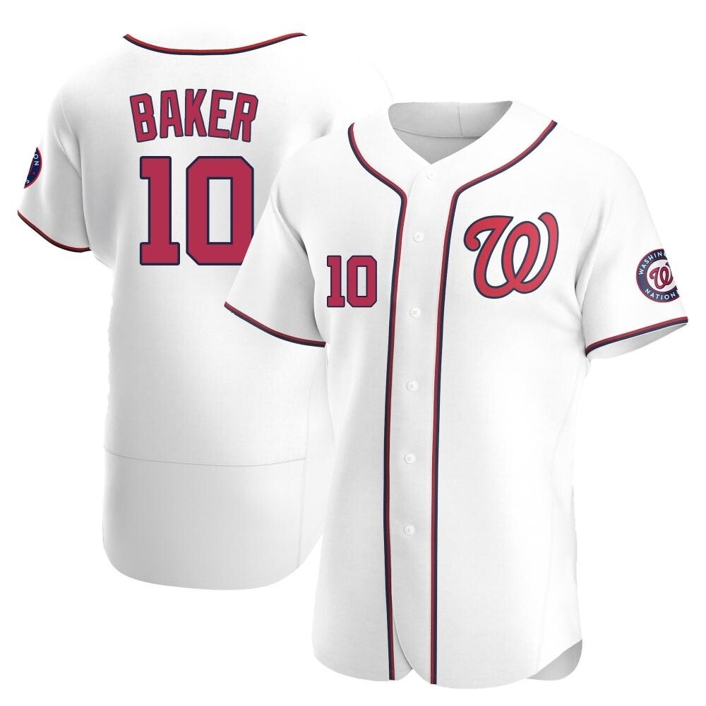 Authentic Darren Baker Men's Washington Nationals White Home Jersey Authentic Darren Baker Men's Washington Nationals White Home Jersey
