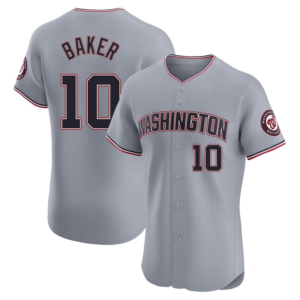 Elite Darren Baker Men's Washington Nationals Gray Road Jersey Elite Darren Baker Men's Washington Nationals Gray Road Jersey