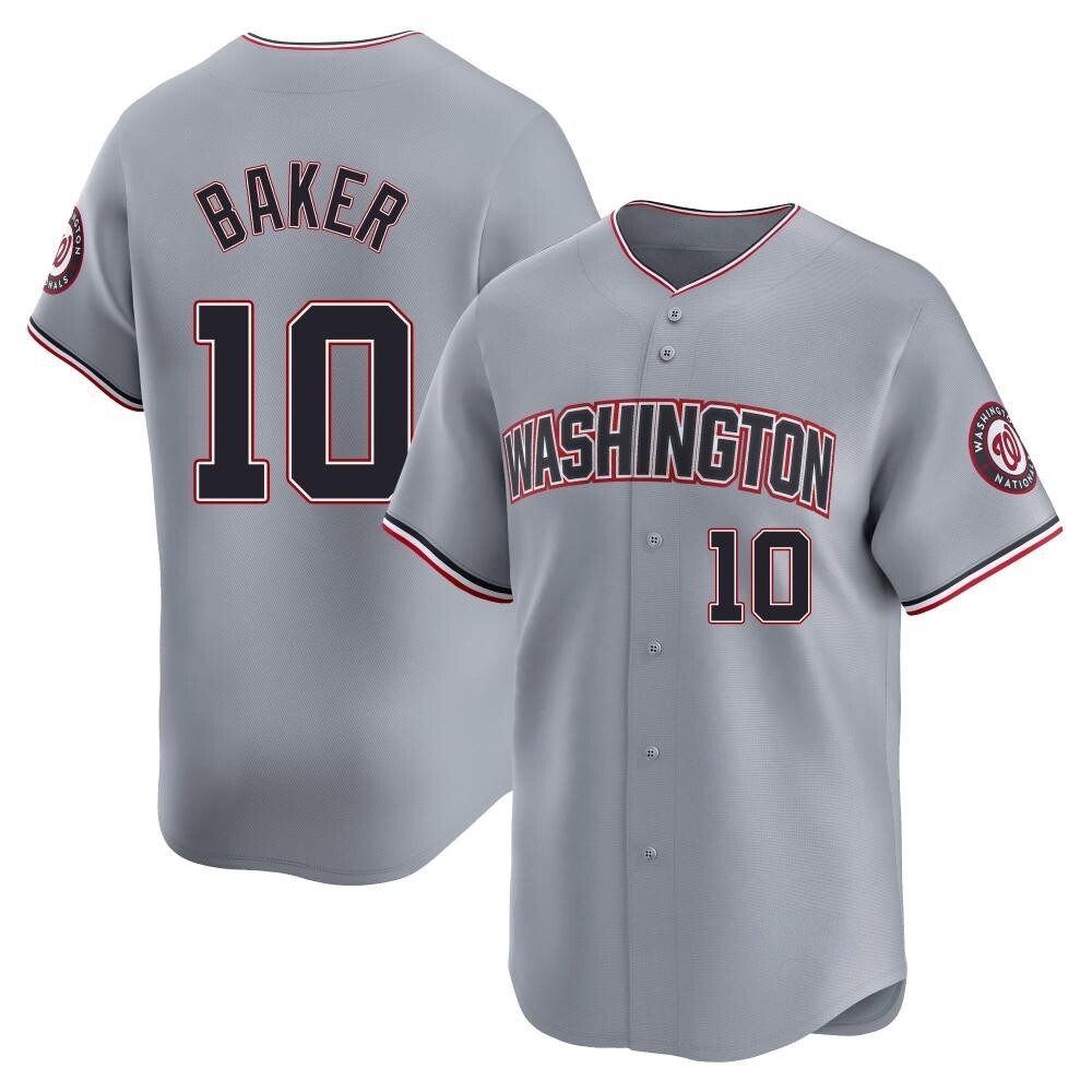 Limited Darren Baker Men's Washington Nationals Gray Road Jersey Limited Darren Baker Men's Washington Nationals Gray Road Jersey