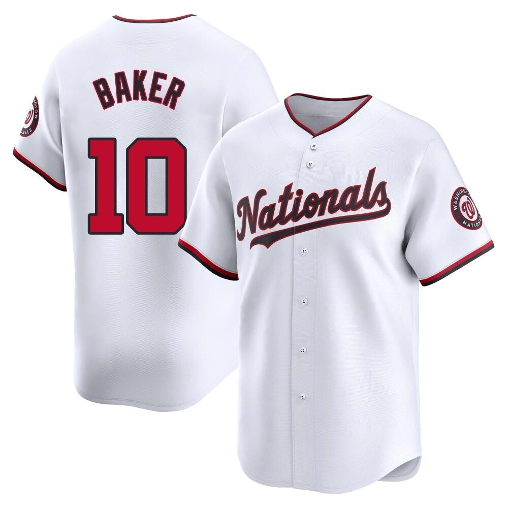 Limited Darren Baker Youth Washington Nationals White Home Jersey Limited Darren Baker Youth Washington Nationals White Home Jersey