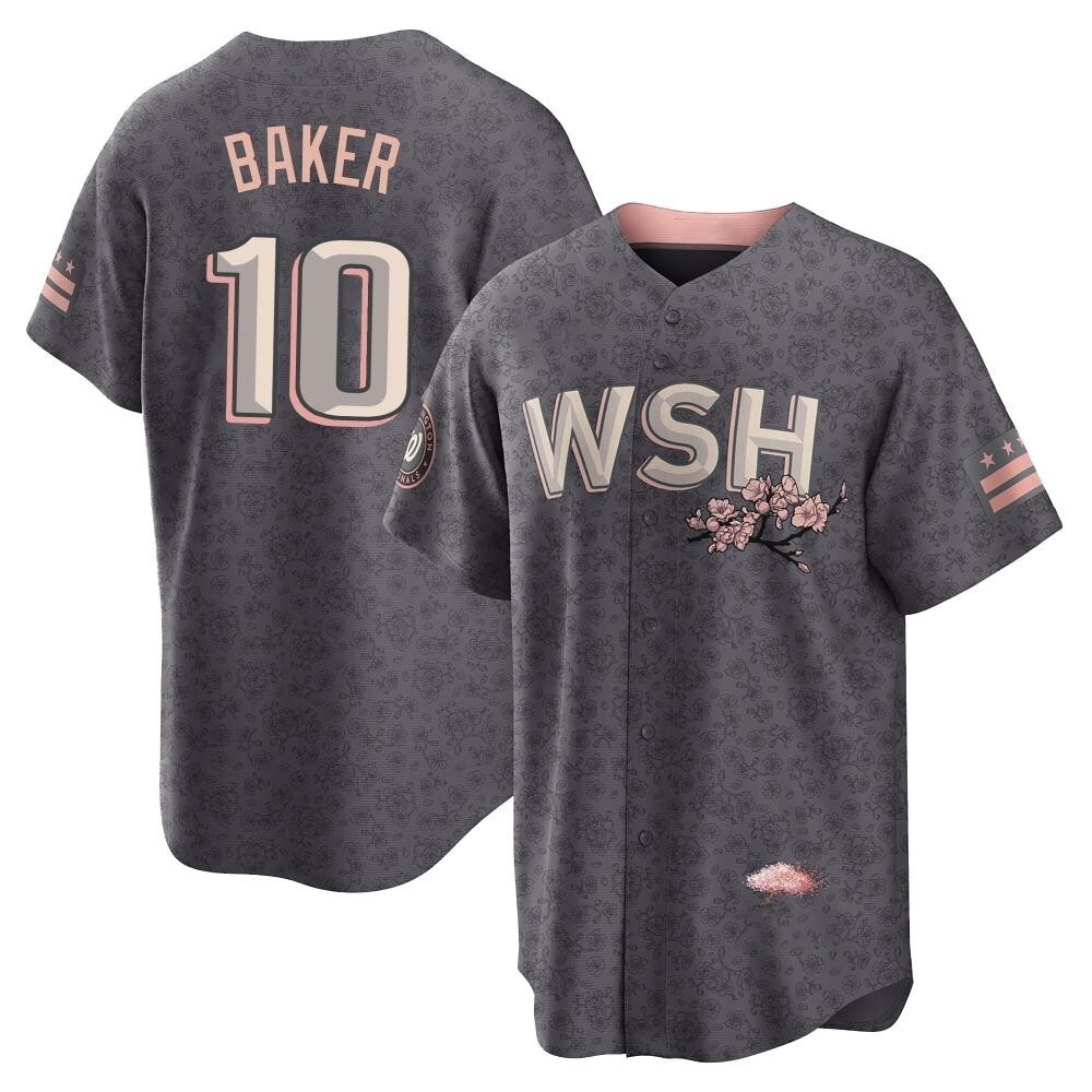 Replica Darren Baker Men's Washington Nationals Gray 2022 City Connect Jersey Replica Darren Baker Men's Washington Nationals Gray 2022 City Connect Jersey