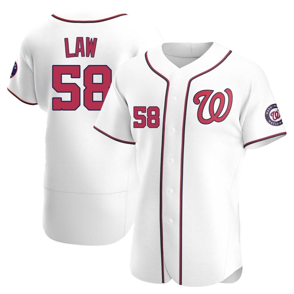 Authentic Derek Law Men's Washington Nationals White Home Jersey Authentic Derek Law Men's Washington Nationals White Home Jersey