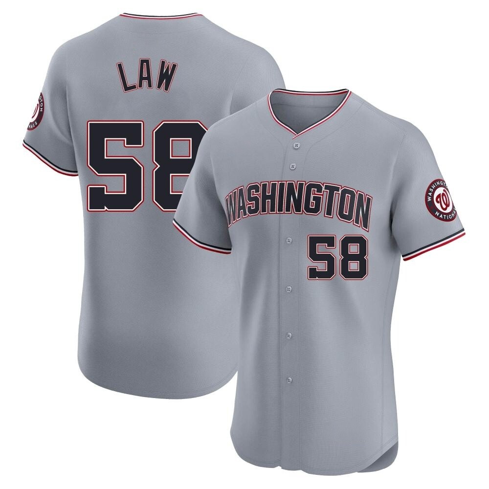 Elite Derek Law Men's Washington Nationals Gray Road Jersey Elite Derek Law Men's Washington Nationals Gray Road Jersey