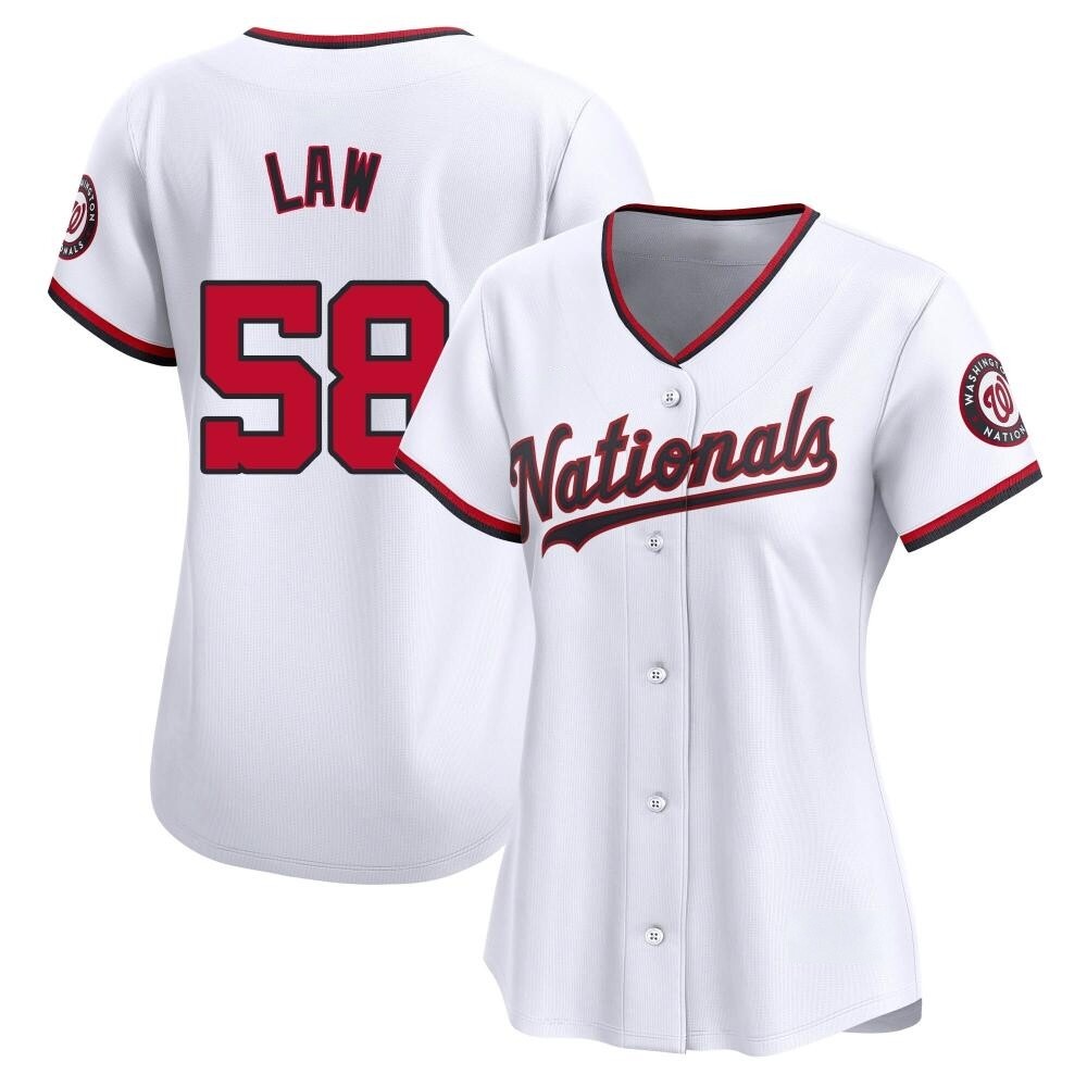 Limited Derek Law Women's Washington Nationals White Home Jersey Limited Derek Law Women's Washington Nationals White Home Jersey