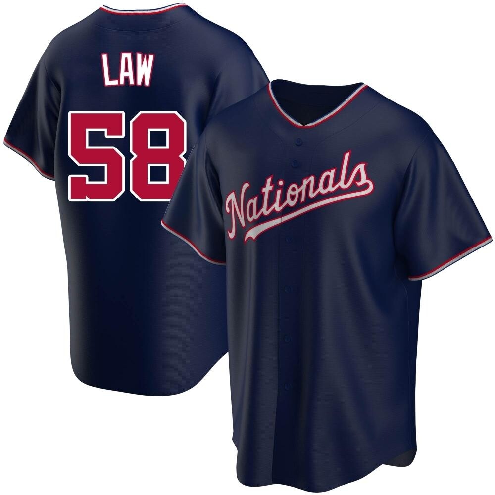 Replica Derek Law Men's Washington Nationals Navy Alternate Jersey Replica Derek Law Men's Washington Nationals Navy Alternate Jersey