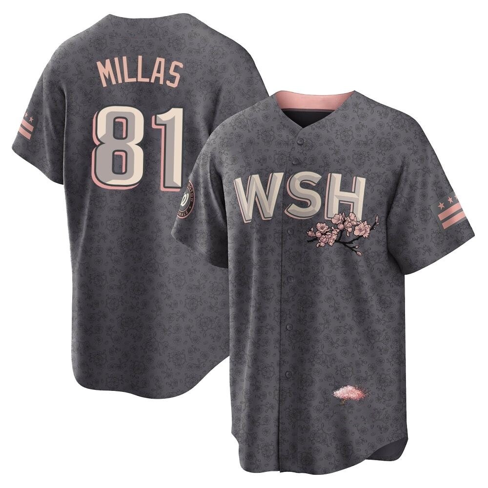 Replica Drew Millas Men's Washington Nationals Gray 2022 City Connect Jersey Replica Drew Millas Men's Washington Nationals Gray 2022 City Connect Jersey