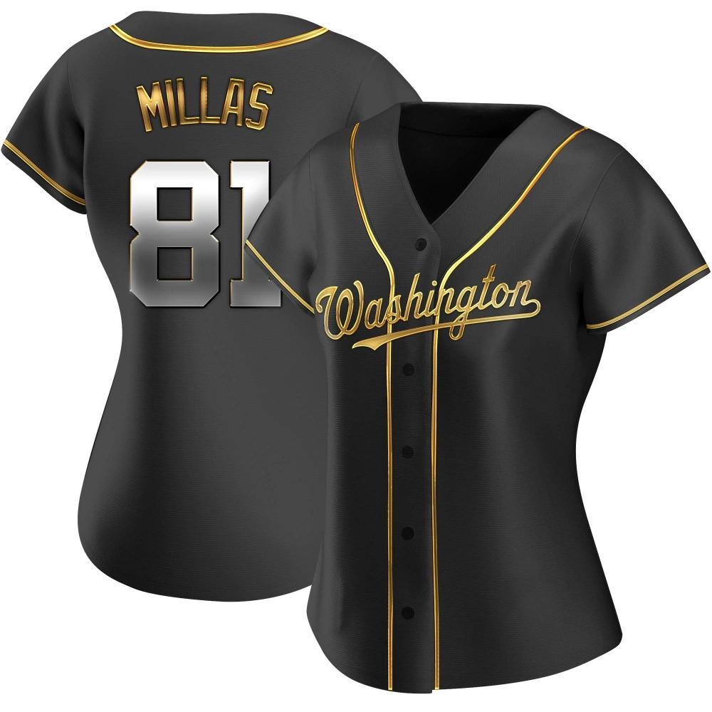 Replica Drew Millas Women's Washington Nationals Black Golden Alternate Jersey Replica Drew Millas Women's Washington Nationals Black Golden Alternate Jersey