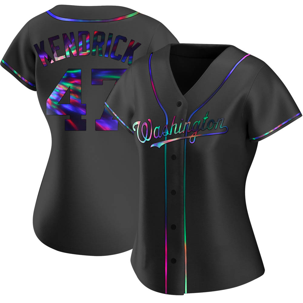 Replica Howie Kendrick Women's Washington Nationals Black Holographic Alternate Jersey Replica Howie Kendrick Women's Washington Nationals Black Holographic Alternate Jersey