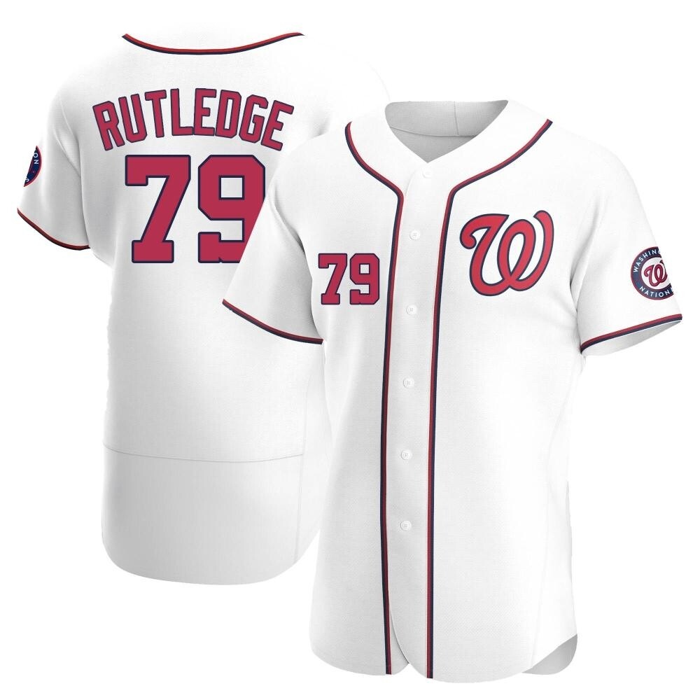 Authentic Jackson Rutledge Men's Washington Nationals White Home Jersey Authentic Jackson Rutledge Men's Washington Nationals White Home Jersey