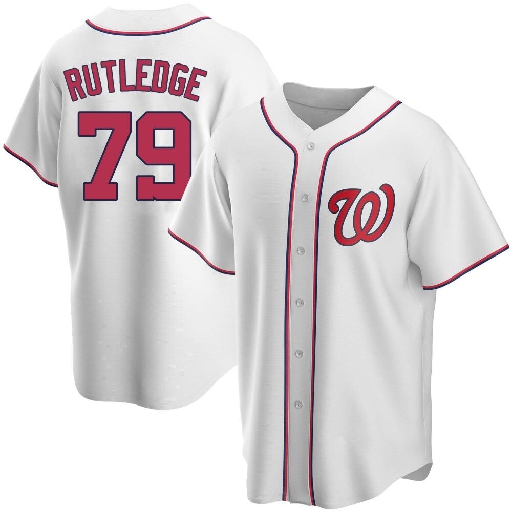 Replica Jackson Rutledge Men's Washington Nationals White Home Jersey Replica Jackson Rutledge Men's Washington Nationals White Home Jersey