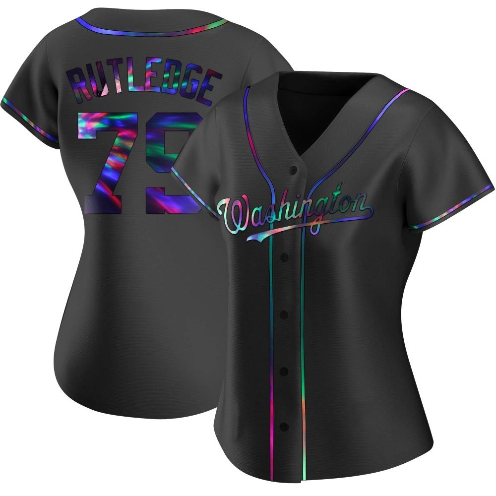 Replica Jackson Rutledge Women's Washington Nationals Black Holographic Alternate Jersey Replica Jackson Rutledge Women's Washington Nationals Black Holographic Alternate Jersey
