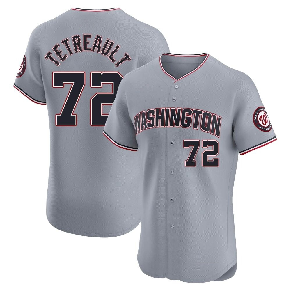 Elite Jackson Tetreault Men's Washington Nationals Gray Road Jersey Elite Jackson Tetreault Men's Washington Nationals Gray Road Jersey