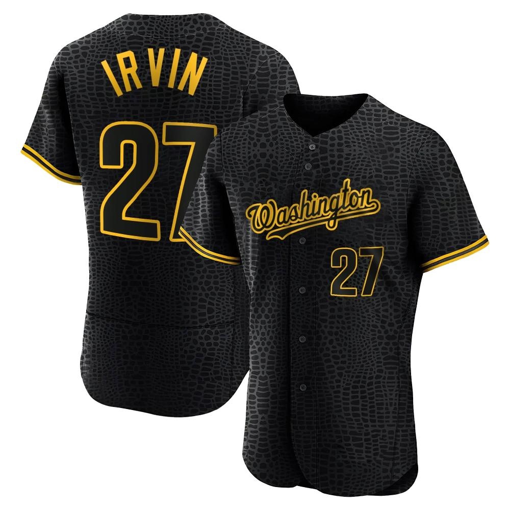Authentic Jake Irvin Men's Washington Nationals Black Snake Skin City Jersey Authentic Jake Irvin Men's Washington Nationals Black Snake Skin City Jersey