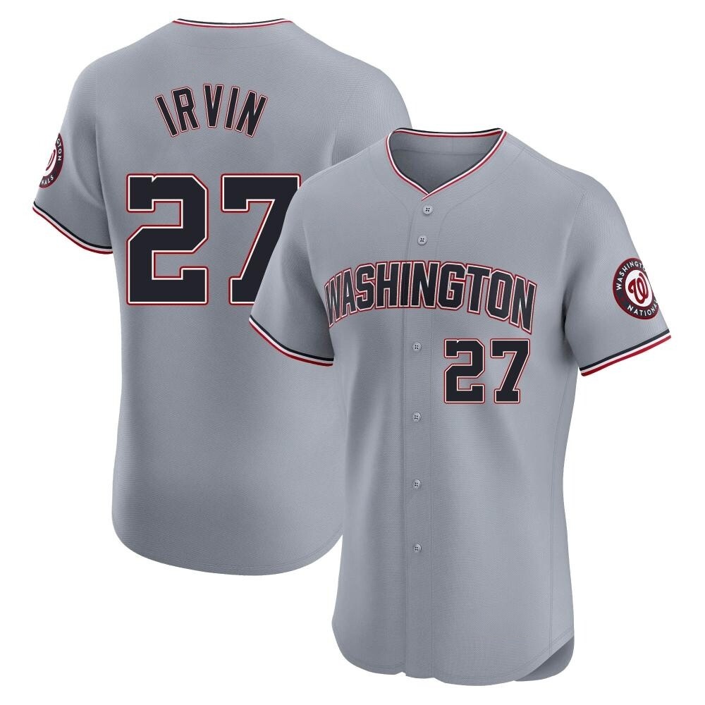 Elite Jake Irvin Men's Washington Nationals Gray Road Jersey Elite Jake Irvin Men's Washington Nationals Gray Road Jersey