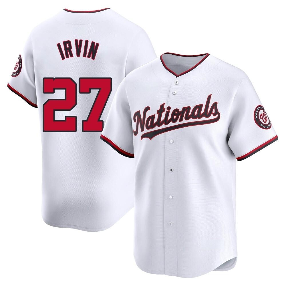 Limited Jake Irvin Men's Washington Nationals White Home Jersey Limited Jake Irvin Men's Washington Nationals White Home Jersey