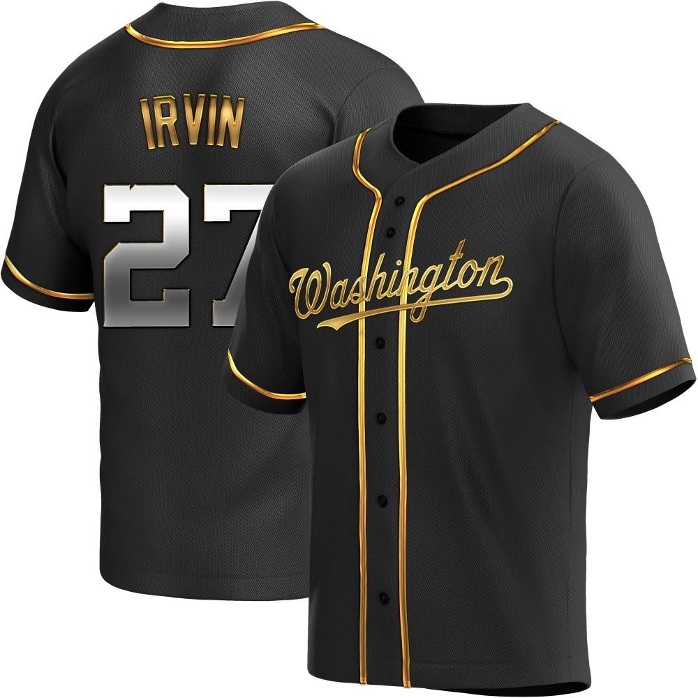 Replica Jake Irvin Men's Washington Nationals Black Golden Alternate Jersey Replica Jake Irvin Men's Washington Nationals Black Golden Alternate Jersey