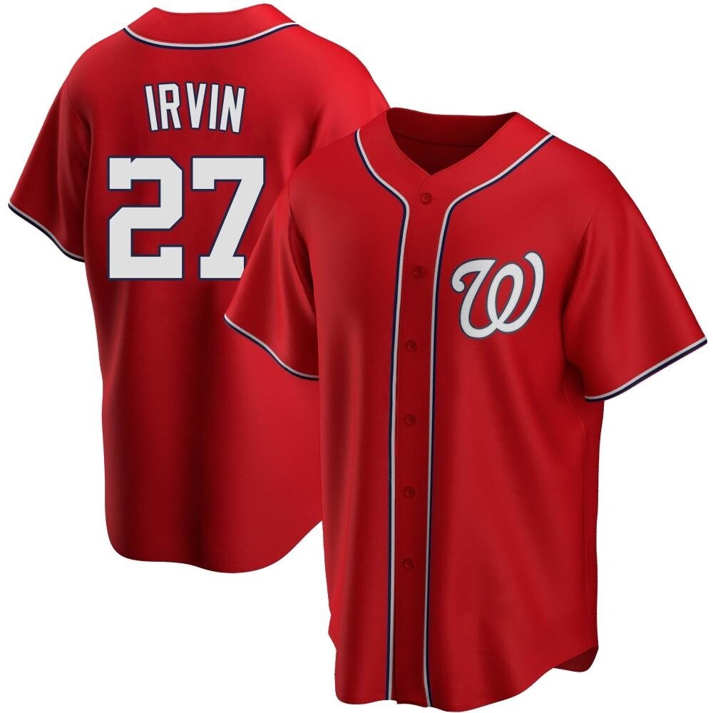 Replica Jake Irvin Men's Washington Nationals Red Alternate Jersey Replica Jake Irvin Men's Washington Nationals Red Alternate Jersey