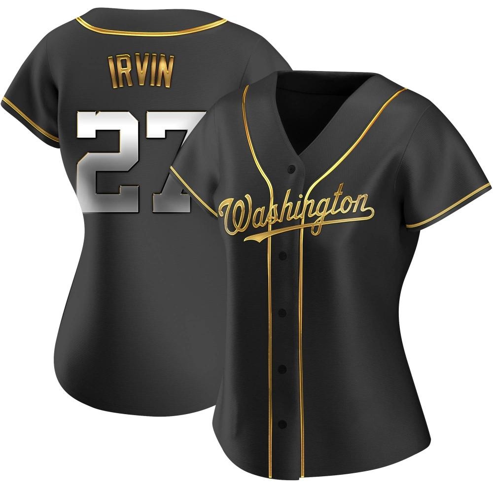 Replica Jake Irvin Women's Washington Nationals Black Golden Alternate Jersey Replica Jake Irvin Women's Washington Nationals Black Golden Alternate Jersey