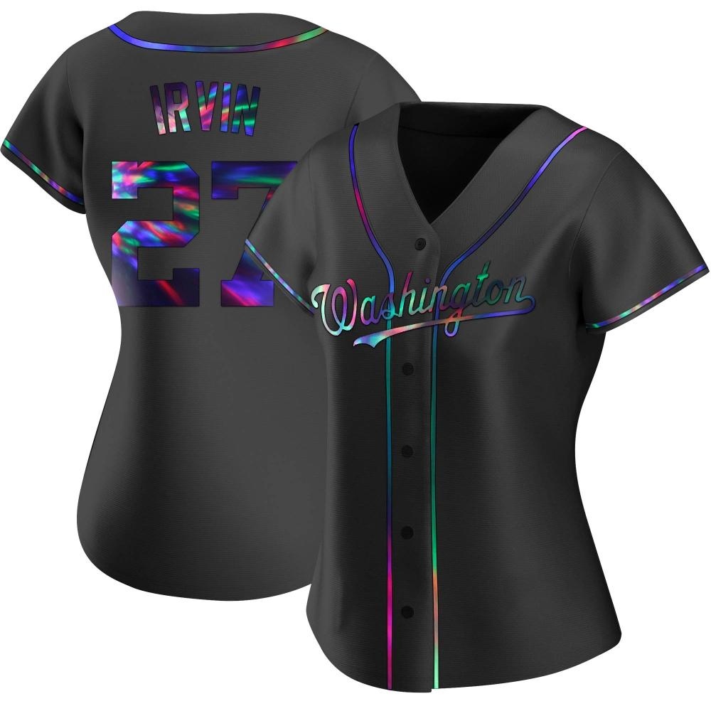 Replica Jake Irvin Women's Washington Nationals Black Holographic Alternate Jersey Replica Jake Irvin Women's Washington Nationals Black Holographic Alternate Jersey