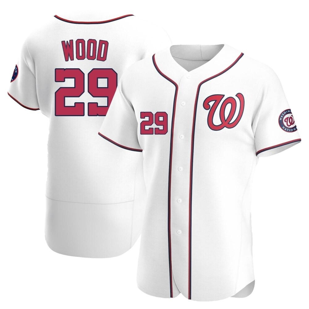 Authentic James Wood Men's Washington Nationals White Home Jersey Authentic James Wood Men's Washington Nationals White Home Jersey