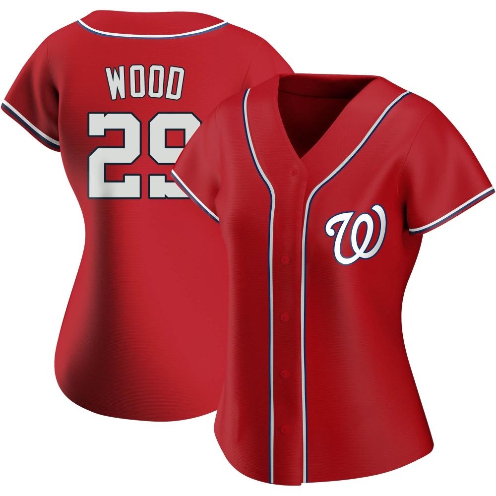 Replica James Wood Women's Washington Nationals Red Alternate Jersey Replica James Wood Women's Washington Nationals Red Alternate Jersey