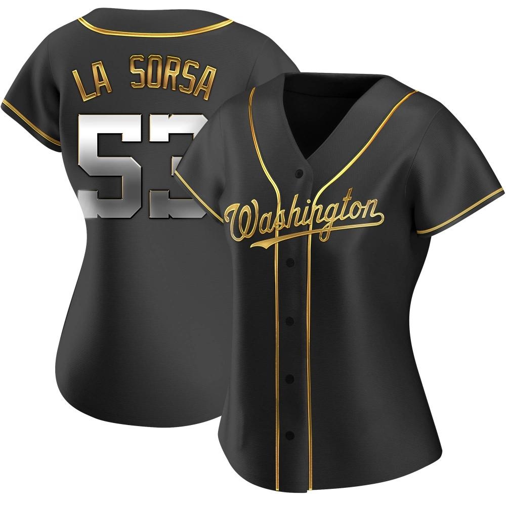 Replica Joe La Sorsa Women's Washington Nationals Black Golden Alternate Jersey Replica Joe La Sorsa Women's Washington Nationals Black Golden Alternate Jersey