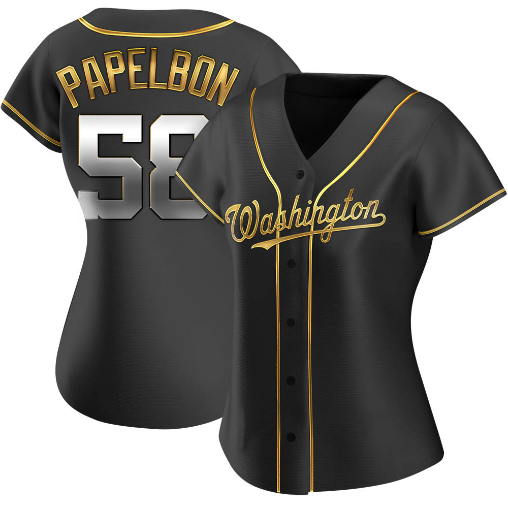 Replica Jonathan Papelbon Women's Washington Nationals Black Golden Alternate Jersey Replica Jonathan Papelbon Women's Washington Nationals Black Golden Alternate Jersey