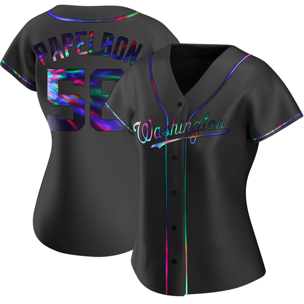 Replica Jonathan Papelbon Women's Washington Nationals Black Holographic Alternate Jersey Replica Jonathan Papelbon Women's Washington Nationals Black Holographic Alternate Jersey