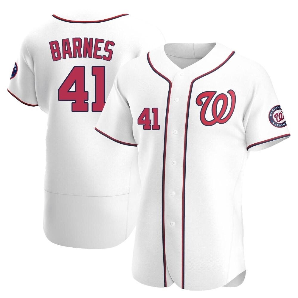 Authentic Matt Barnes Men's Washington Nationals White Home Jersey Authentic Matt Barnes Men's Washington Nationals White Home Jersey