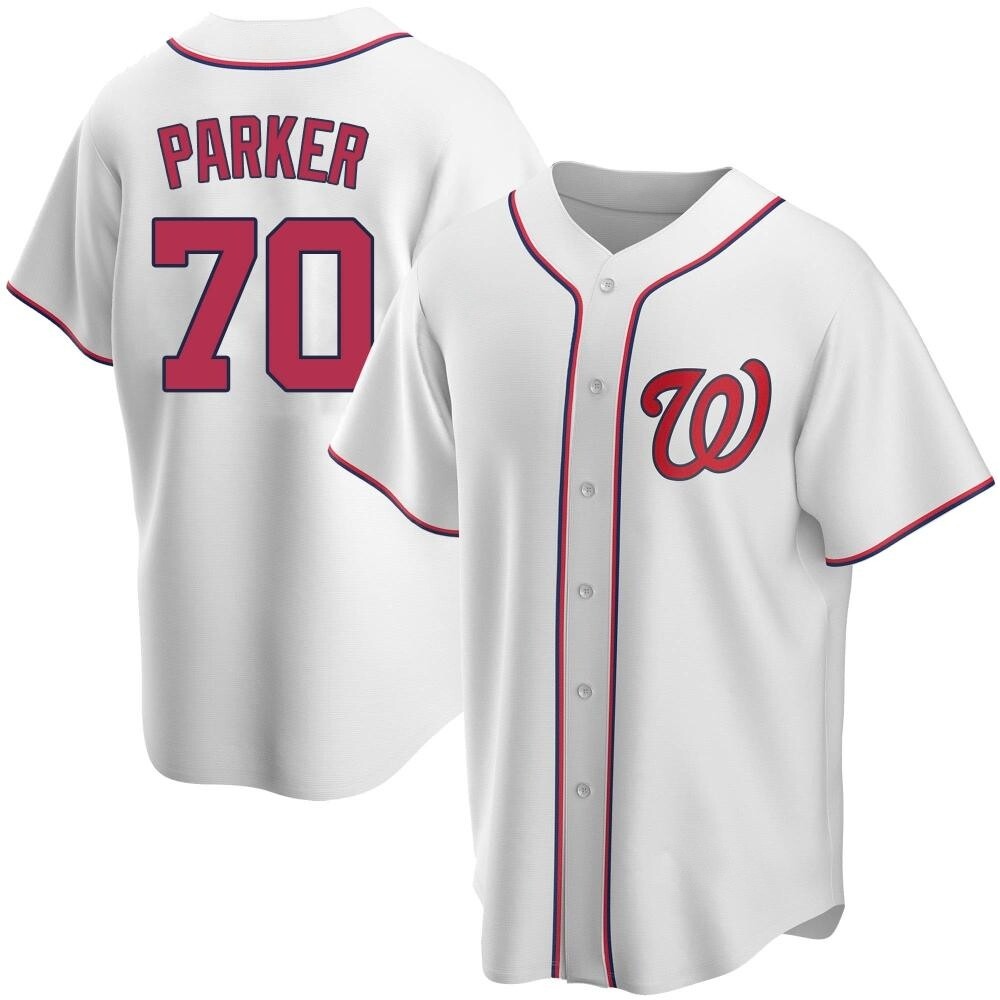 Replica Mitchell Parker Men's Washington Nationals White Home Jersey Replica Mitchell Parker Men's Washington Nationals White Home Jersey