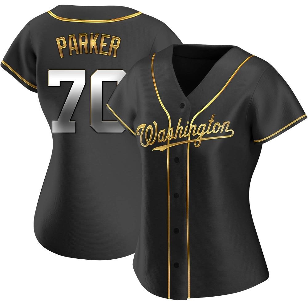 Replica Mitchell Parker Women's Washington Nationals Black Golden Alternate Jersey Replica Mitchell Parker Women's Washington Nationals Black Golden Alternate Jersey