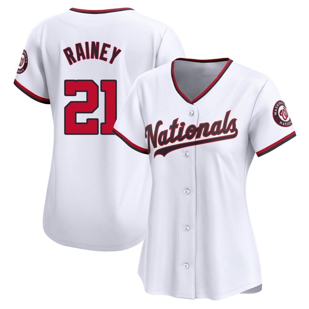 Limited Tanner Rainey Women's Washington Nationals White Home Jersey