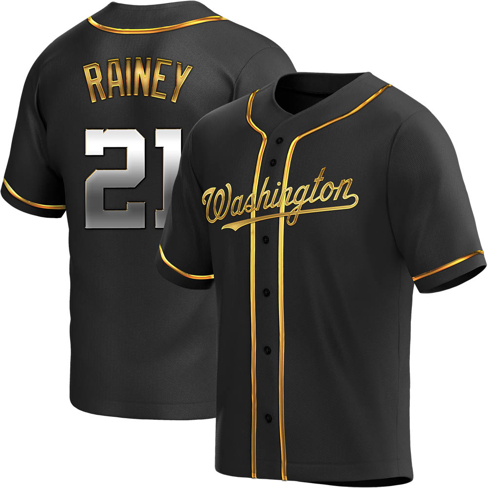 Replica Tanner Rainey Men's Washington Nationals Black Golden Alternate Jersey Replica Tanner Rainey Men's Washington Nationals Black Golden Alternate Jersey