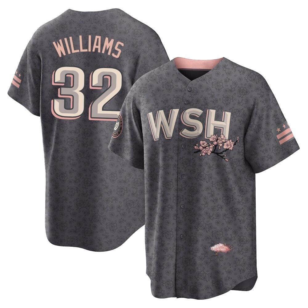 Replica Trevor Williams Men's Washington Nationals Gray 2022 City Connect Jersey Replica Trevor Williams Men's Washington Nationals Gray 2022 City Connect Jersey