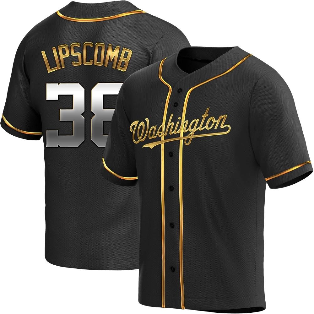 Replica Trey Lipscomb Men's Washington Nationals Black Golden Alternate Jersey Replica Trey Lipscomb Men's Washington Nationals Black Golden Alternate Jersey