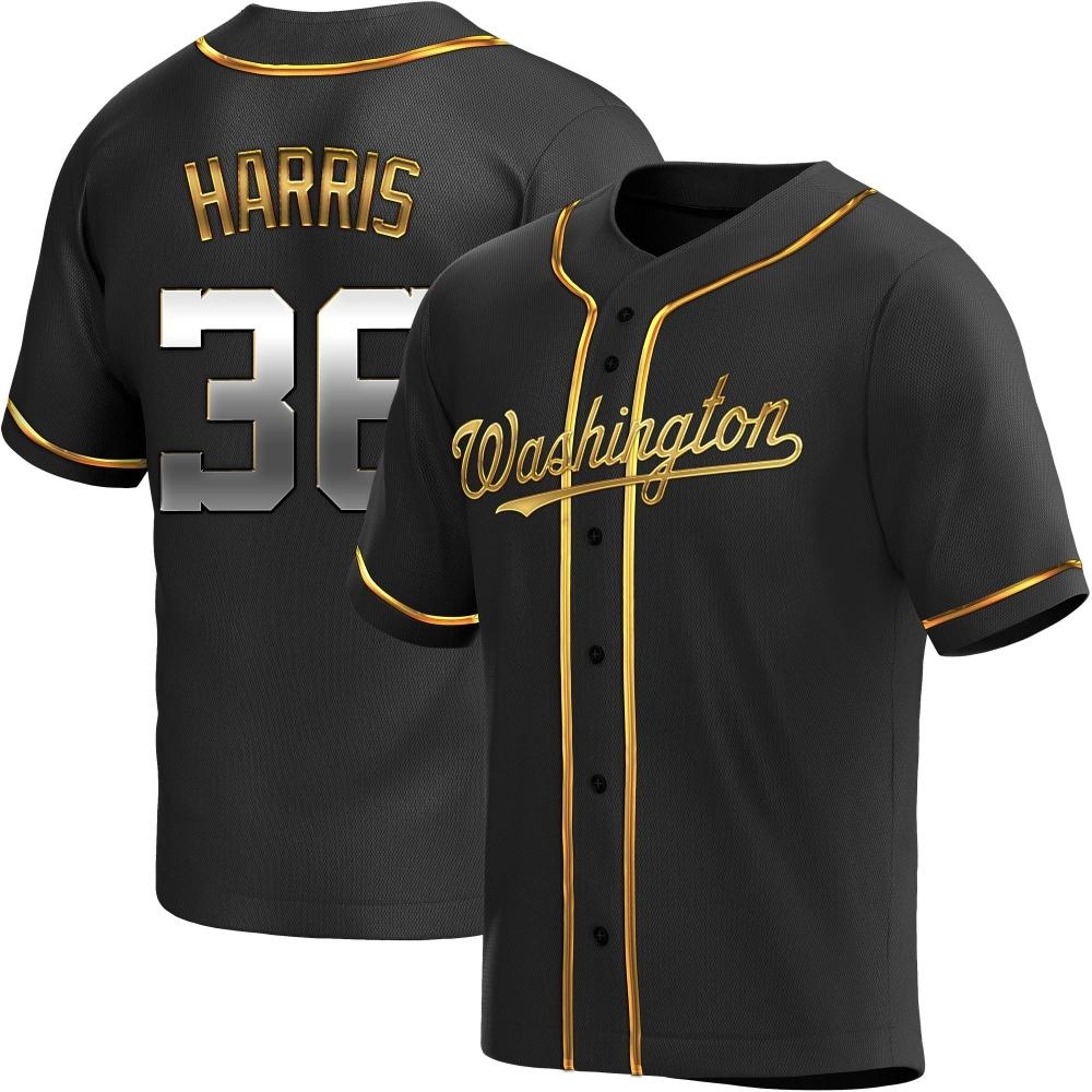 Replica Will Harris Men's Washington Nationals Black Golden Alternate Jersey Replica Will Harris Men's Washington Nationals Black Golden Alternate Jersey