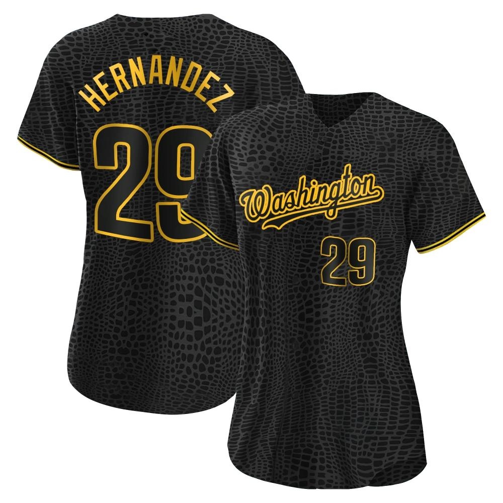 Replica Yadiel Hernandez Women's Washington Nationals Black Snake Skin City Jersey